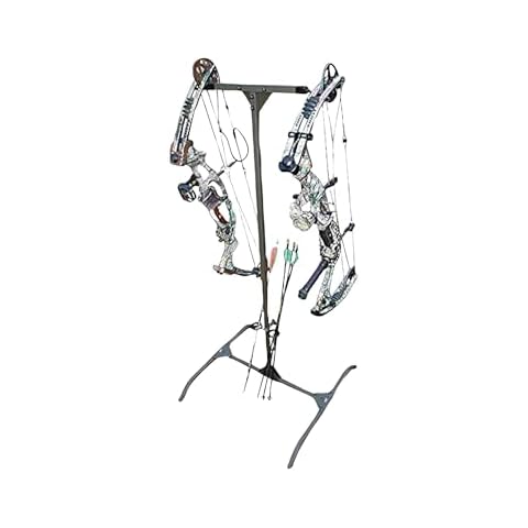 HME Reliable Stable Convenient Lightweight Durable Portable Dual-Sided Versatile Archery Hard Surface Bow Practice Hanger with Archer's Arrow Caddies Included Cover