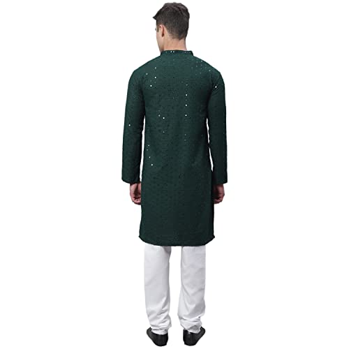 Image of SOJANYA (Since 1958 Men's Cotton Kurta Pyjama Set | Sequinned Embroidered Ethnic Wear for Navratri & Festive Celebrations