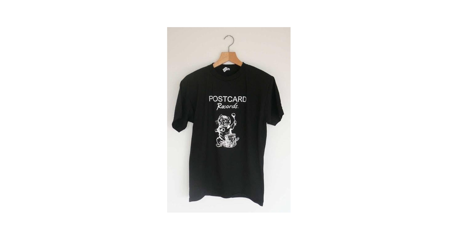 THE POSTCARD RECORDS 猫 ネコ シャツ Sサイズ Sサイズ]Postcard Records（ポストカード・レコード）ロゴT