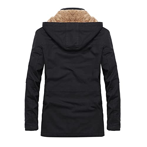 Parka d'hiver homme doublée polaire épaisse manteau militaire noir XXXL