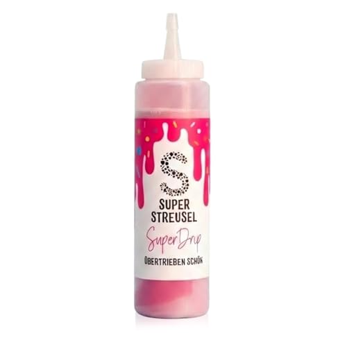 Super Streusel SuperDrip Pink - fertige Drip Cake Glasur Kuchenglasur Royal Icing Zuckerschrift Lebensmittelfarbe Kuvertüre Zuckerguss (300g Flasche)