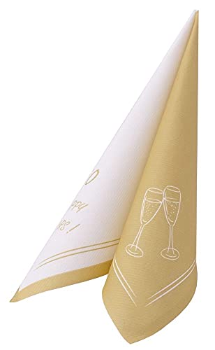 Serviettes aspect tissu dorées 50 ans anti-déchirure pour grand buffet d'anniversaire