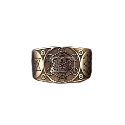 Bague Cube de Métatron en cuivre, un bijou mythique gravé pour le style des guerriers archanges