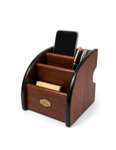 Image of Wooden Desk Organiser with Multiple Compartments