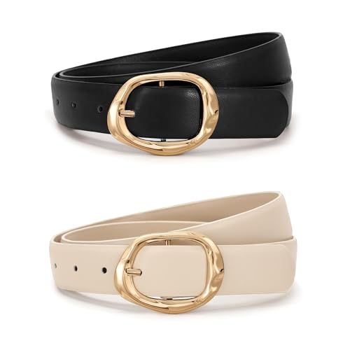 2 Pack Leather Belts for Women Fashion Women Belt