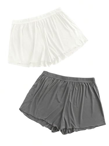 Image of Floerns Women's Plus Size Solid Pajama Shorts 2 Pack Soft Lounge Sleep Shorts