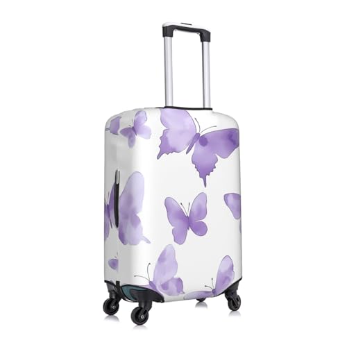 Purple Butterfly Elastic Travel Luggage Cover, Washable Spandex Suitcase Protector, Anti-Scratch Fits 18-32 Inch3