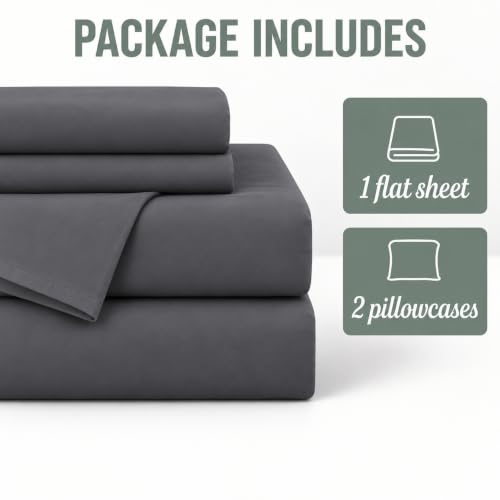 Image of Bedsheets for Single - 60X90 Inch Bed - Microfiber Plain Dark Grey Bed Sheet Include Pillow Cover, Ultra Soft | for Home, Hotel, Villa, Resort and Guest House
