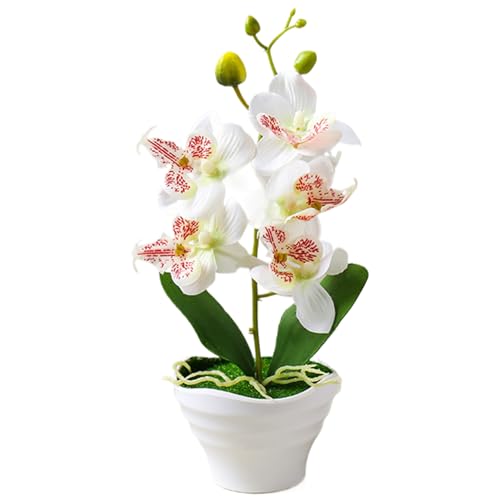 Orchidée artificielle en pot 5 têtes dorée déco table 27cm - 2
