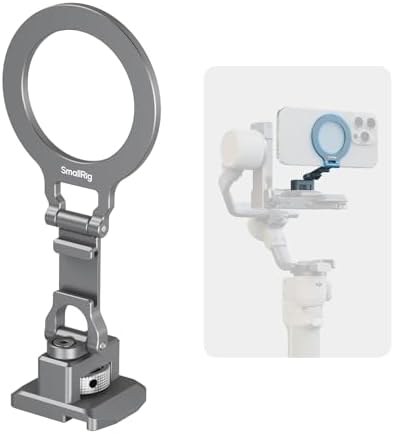 SMALLRIG Metal Phone Mount with Baseplate for Arca-Standard, Compatible for DJI RS 5/ DJI RS 4 Mini, Phone Support with Cold Shoe Mount, Phone Tripod Mount for iPhone 16 15 14 etc. - 5339