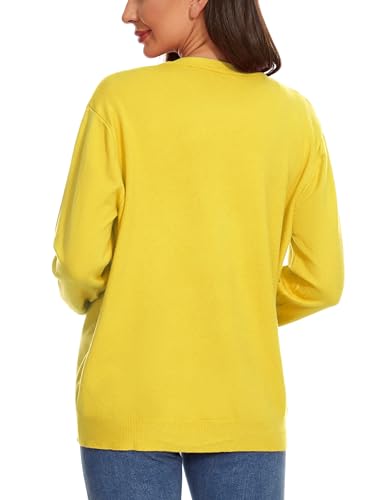Image of Womens Cardigan Sweaters Basic Button Down Casual Dressy Classic Crewneck Long Sleeve Spring Outfits (S-2XL)