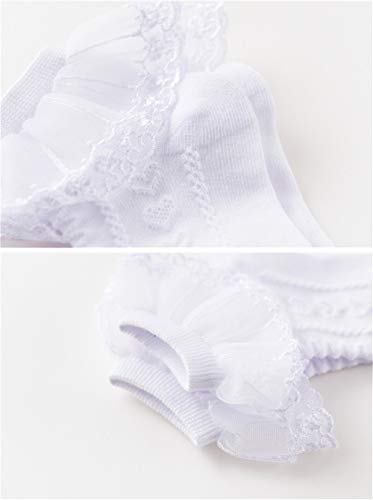 DoMii Toddler Girls Lace Ruffle Frilly Ankle Socks Comfortable Cotton Socks 3-Pack2