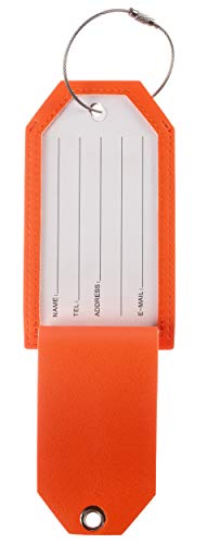 Toughergun Initial Letter Luggage Tag Leather with Full Privacy Cover and Travel Bag Tag Orange 1 pcs Set(D) - Image 6