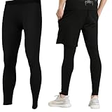 [HANNE12] 現役テニスプレイヤースタッフが選んだ！！ コスパ最強 コンプレッション パンツ レギンス タイツ インナーウェア アンダーウェア 伸縮性 ストレッチ 伸びる 速乾性 吸汗 汗を吸う スポーツ 運動 筋トレ 黒 ブラック 無地 (Lサイズ)