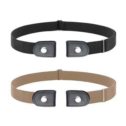 SWAUSWAUK Buckle Free Belt Women Men x 2 pcs - No Buckle Belt Buckleless Invisible Elastic Belt without Buckle