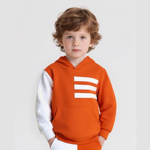 Image of Size 2-6 Years Toddler Boys Clothes Color Blocking Hoodie and Casual Pants 2Pcs Kids Boys Fall Winter Outfits Set