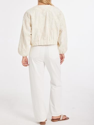 Womens Embroidered Cropped Bomber Jacket Casual Long Sleeve Zipper Lightweight Jackets 2025 Fall Outerwear with Pocket4