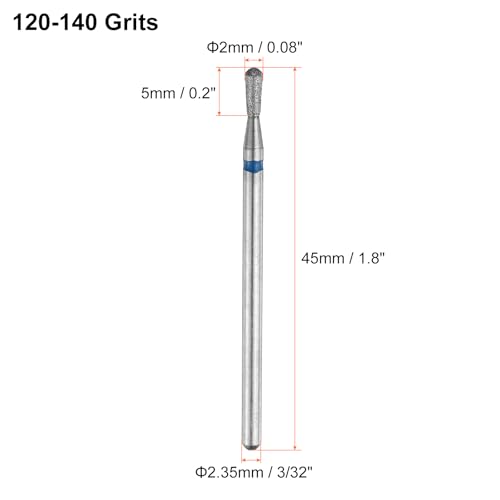 Set de 5 Fresas Diamante 120-140 Grit 2mm x 5mm para Cerámica miniatura 2
