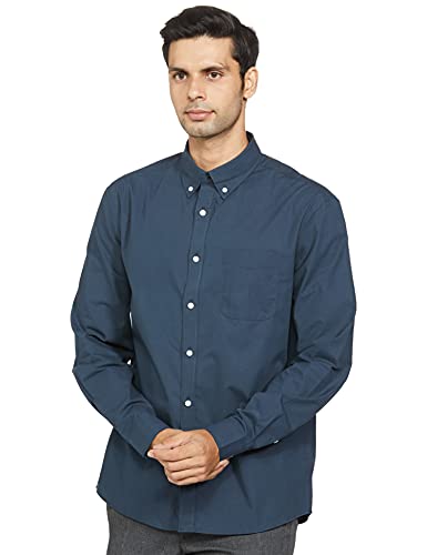 Image of Marks & Spencer Mens Solid Polyester Blend Collared Neck Regular Fit Easy Iron Shirt (Pack of 2)