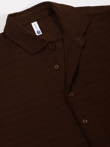 Image of Thomas Scott Men's | Solid | Textured Fabric | Full Sleeve | Regular Fit | Polyester-Blend | Spread Collar | Casual Shirt