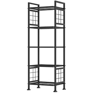GIOTORENT 5-Wire Standing Storage Shelves, Metal Shelving Unit Pantry Rack for Laundry Kitchen Bathroom Organizer(Black)