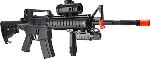 Double Eagle M83A2 M16 Electric Airsoft Gun Full Auto Fps-250 W/Flashlight, Foregrip, Red Dot Scope, Silencer(Airsoft Gun) #TOP4
