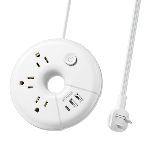 Travel Power Strip with USB Ports, NTONPOWER Cruise Approved Power Strip with 3 Outlet 3 USB(1 USB C), 5 ft Extension Cord, Compact for Indoor Home Office Dorm Room Cruise Essentials, White - image 1
