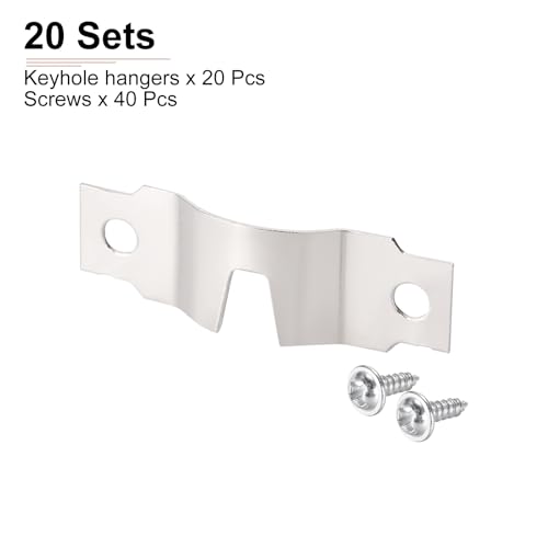 Image of DTGN 48mm x 15mm x 5mm U Type Hook Good for Frames with Screws - 20Pcs - Good for Hanging Paintings - Picture Frame Hook Photos - Silver Tone