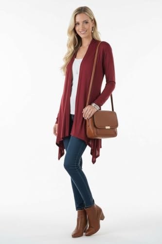 Image of ToBeInStyle Womens Open Front Long Sleeve Lightweight Asymmetrical Draped Cardigan with Side Pockets