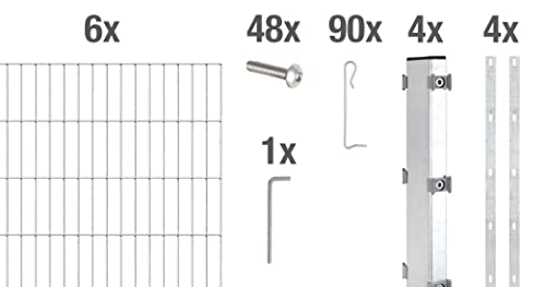 Alberts 665371 Zaungabionen Step² | verschiedene Längen und Höhen | zum Aufschrauben | feuerverzinkt | Mattenbreite 200 cm | Höhe 100 cm | Länge 6 m
