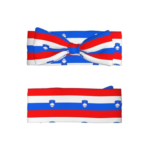 Flag of Slovenia Printed Baby Bow Headband - Super Stretchy Soft Bows Hair Accessories for Newborn Infant Toddlers Kids Girls - Elastic and Skin-Friendly2