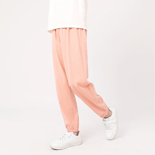Kids Joggers Sweatpants Plain Elastic Waist Straight Fall Sweat Pants Boys Girls Cotton Long Trousers with Pockets2