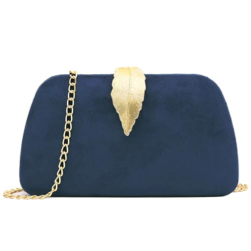 Milisente Pochette et clutches femme suède ceremonie marige sac soiree élégant clutch bag(Bleu...