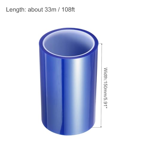Image of uxcell Blue Heat Tape, 1 Roll 150mmx33m 108ft High Temperature Heat Resistant Tape for Sublimation,Heat Vinyl Press,Heat Transfer, Circuit Board, No Residue