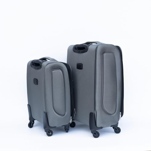 Durable Oxford Softside Luggage Set (20" & 24") - Lightweight Trolley Suitcase with 360° Wheels - Gray2