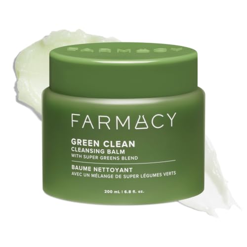 Farmacy Makeup Remover Cleansing Balm - Green Clean Waterproof Makeup Remover Balm + Oil Cleanser for Face - Gently Melts Make Up + SPF - Hydrates + Softens Skin with Super Greens + Papaya (200ml)