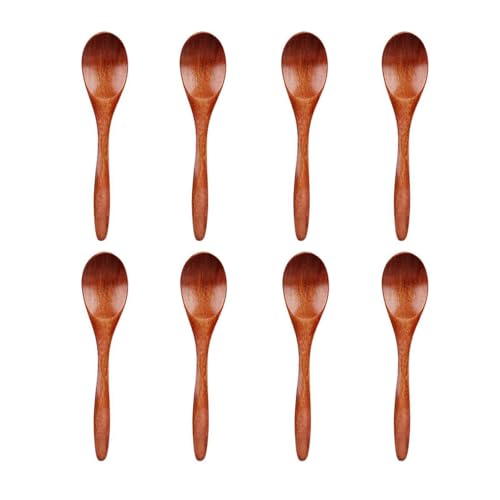 NIYATA 8Pcs Cuillere en Bois, Cuillere a Miel,Cuillère à Miel,14,5CM Cuillère en Bois,pour Manger,Boire du Thé et du Café,Des Condiments,pour La Cuisine,Lisse