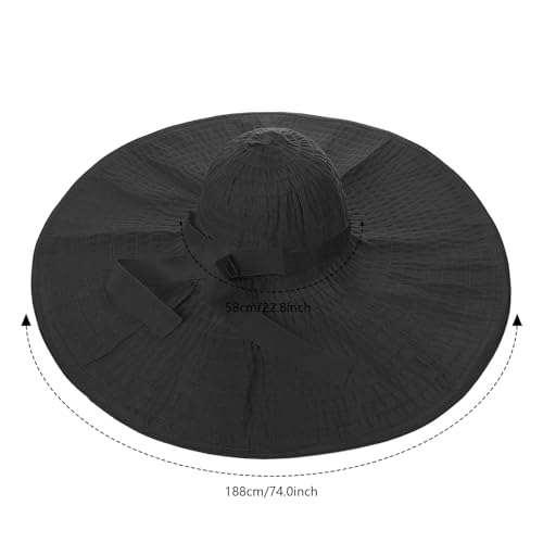 Sombrero de mujer con ala ancha para sol, plegable miniatura 7