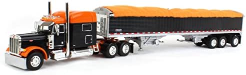 DCP Products 1/64 Black & Orange Peterbilt 379 w/ 50' Wilson Pacesetter Grain Trailer 60-1272