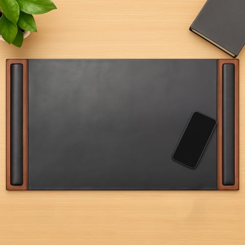 Dacasso Walnut Leather Desk Pad 34x20