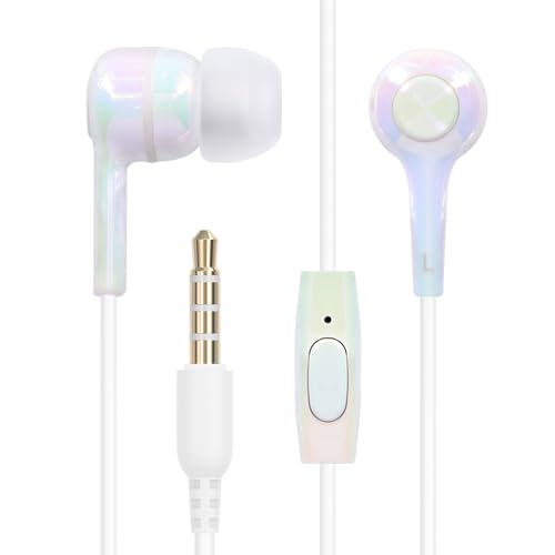 オウルテック イヤホン 有線 マイク付き 3.5mmプラグ ハンズフリー通話 リモコン付き イヤーピース(XS/S/M/L) 低音 高音 ステレオイヤホン スマートフォン 1.2m オーロラ OWL-EPMC04-AU