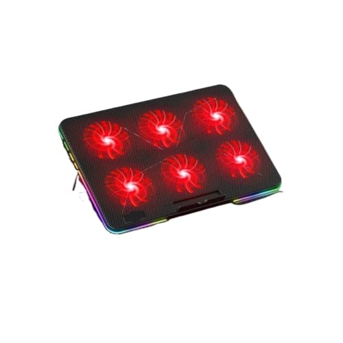 Cojín de enfriamiento para ordenador portátil de 15.6 pulgadas con luces RGB y 6 fans de juego