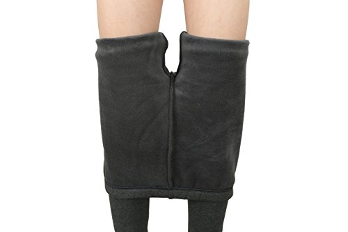 IRELIA Kids Girls 100% Cotton Fleece Lined Solid Leggings Warm Pants for Winter Heather Grey M - image 4