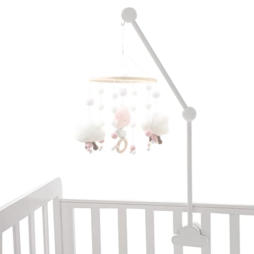 Bras de mobile pour berceau design nuage en bois blanc épuré