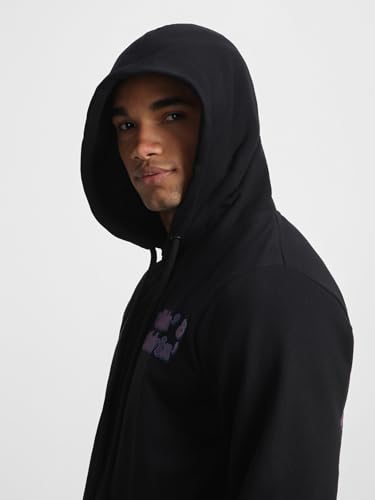 Image of Veirdo Cotton Fleece Regular Fit Hooded Sweatshirt Lastest Back Graphic Printed Winter Hoodies for Men (Available Colors: Marine Green, Marshmellow, Black, SOYA Bean, Orange & Blue)