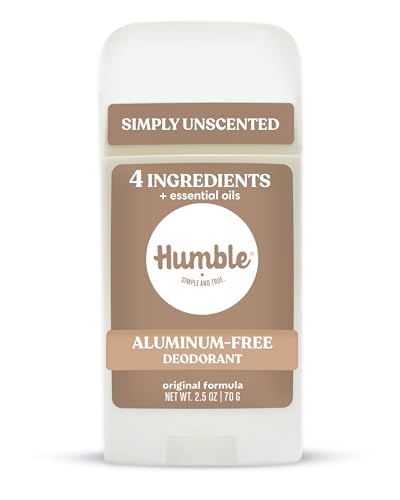 Humble Aluminum-Free Deodorant for Women & Men, Simply Unscented - Clean & Fresh Natural Deodorant Stick with Essential Oils for Long-Lasting Odor Control - 1 Pack
