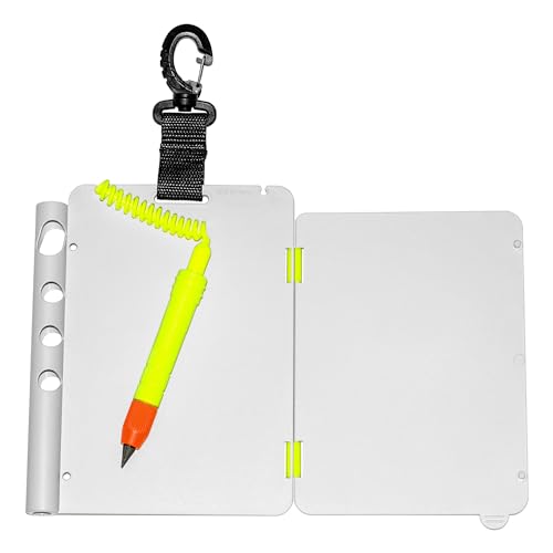 Pizarra de buceo plegable con lápiz de grafito para notas bajo el agua