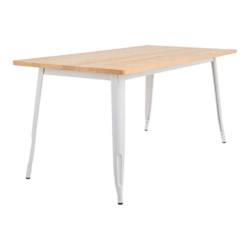 SKLUM Mesa de Comedor Rectangular en MDF y Acero (120x60 cm) LIX Madera - Acero Blanco Madera Natural - (Elige Color)