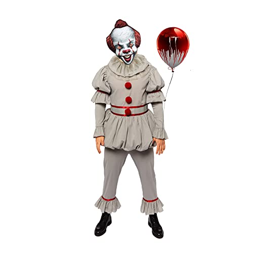 Amscan - Erwachsenenkostüm ES Oberteil Hose Maske Horror-Clown Killer Halloween Grau