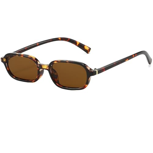 Retro Rectangle Sunglasses for Women Trendy Cute 90s Small Narrow Rectangular Sunglasses